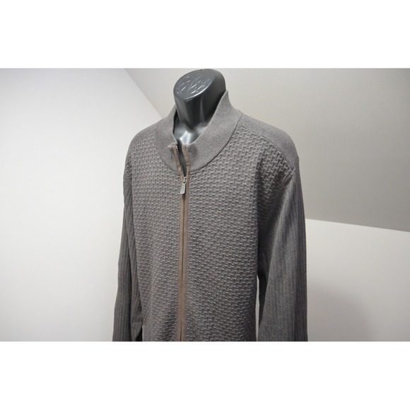Tommy Bahama Other - Tommy Bahama Full‎ Zip Sweater Mens 3XLT Brown Textured Basketweave Knit Good